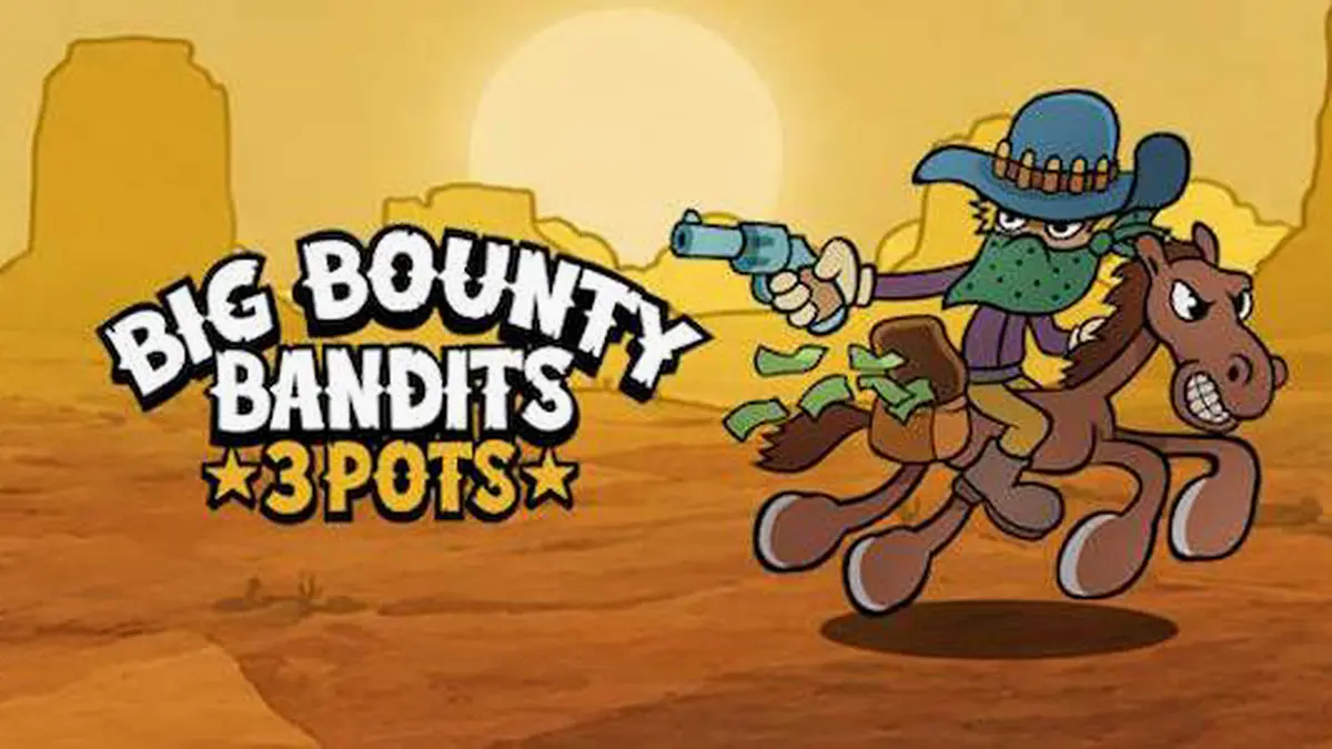 Tampilan visual bertema koboi dari slot Big Bounty Bandits: 3 Pots
